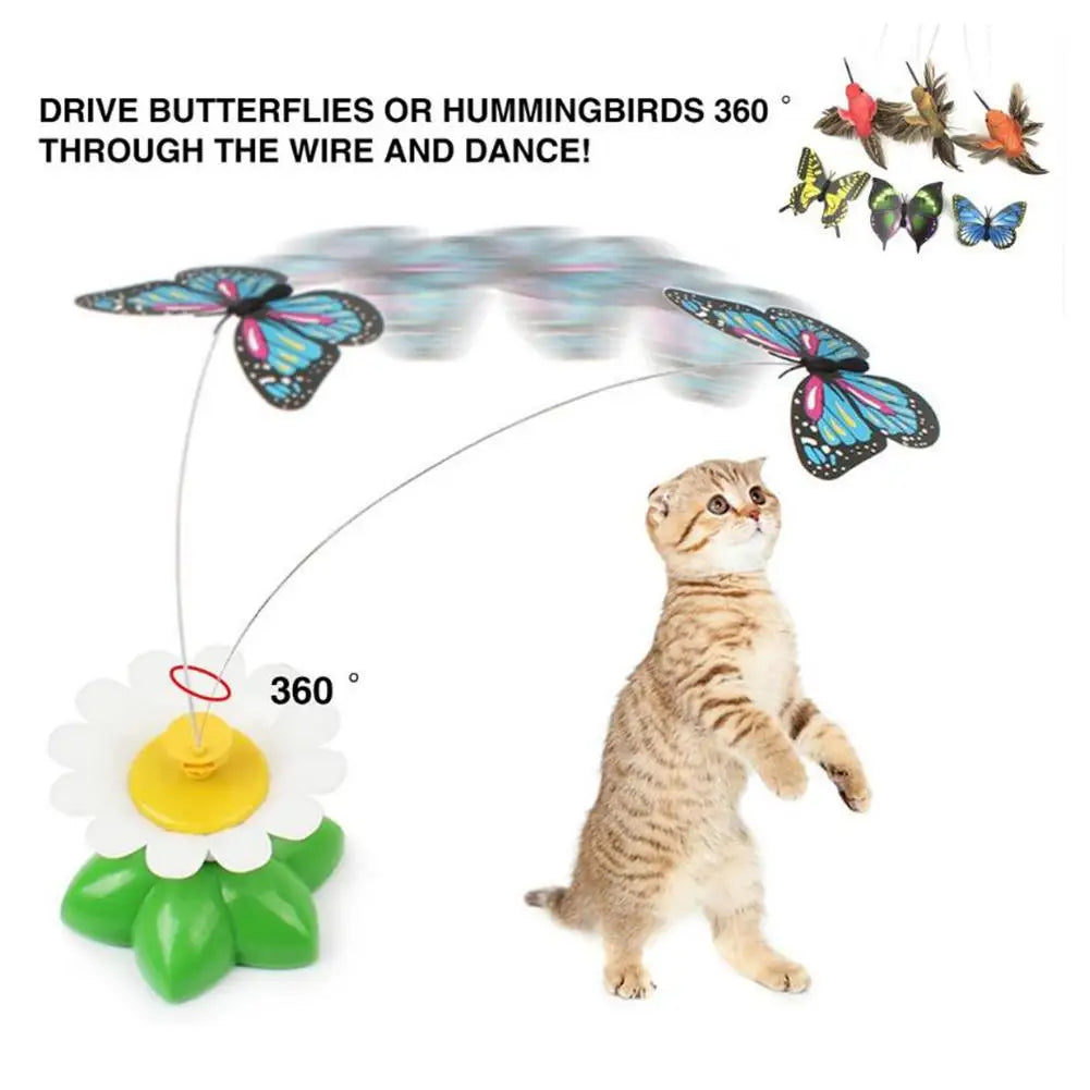Electric Butterfly Cat Teaser Toy with Rotating Motion