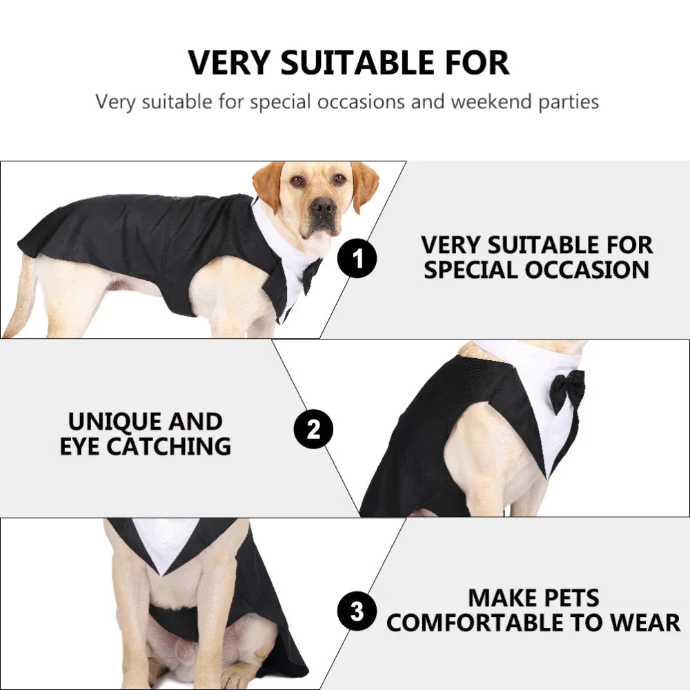 Formal Dog Tuxedo Shirt with Bow Tie - Party Suit