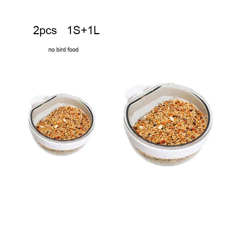 Transparent Hanging Bird Seed and Water Feeder Cup