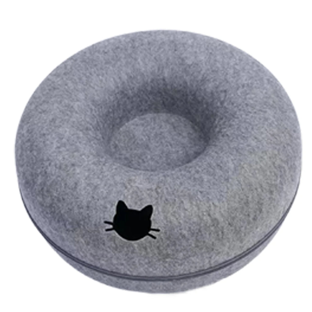 Round Felt Cat Tunnel Bed - Donut Scratcher Nest