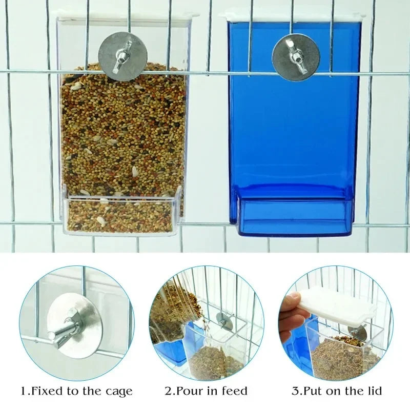 Anti-Spill Automatic Bird Feeder Box for Parakeets