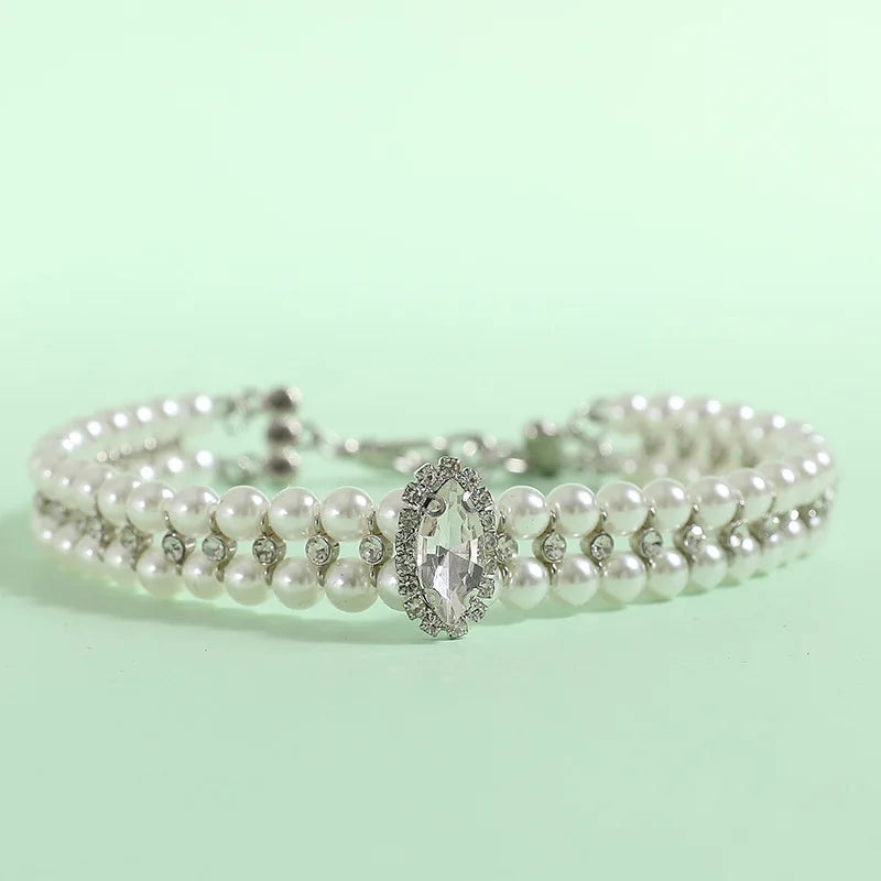 Pearl Rhinestone Collar Necklace for Cats and Small Dogs