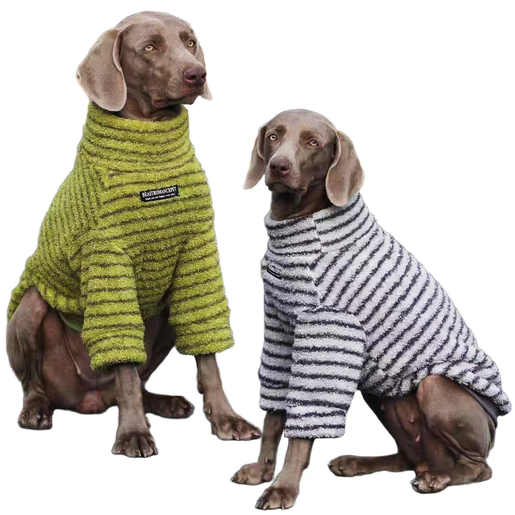 Striped Fleece Turtleneck Dog Sweater - Medium Large Dogs