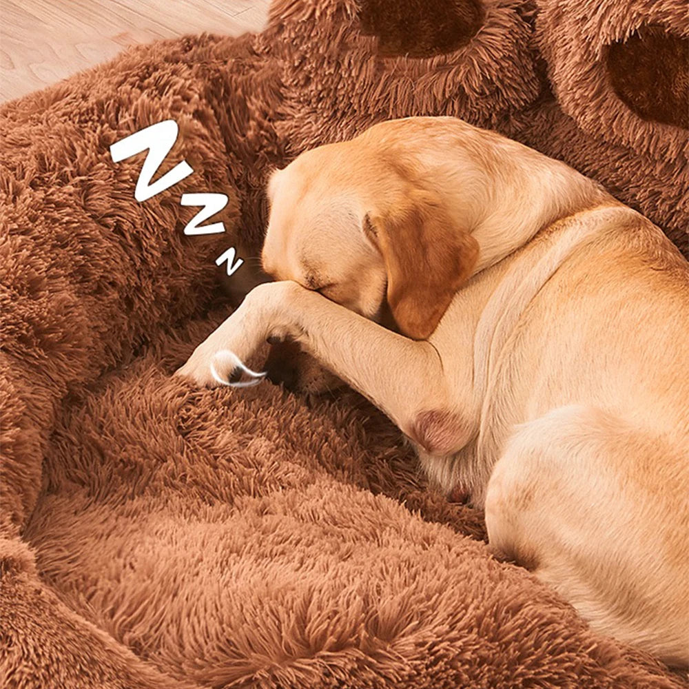 Plush Dog Sofa Bed - Warm Washable Pet Cushion