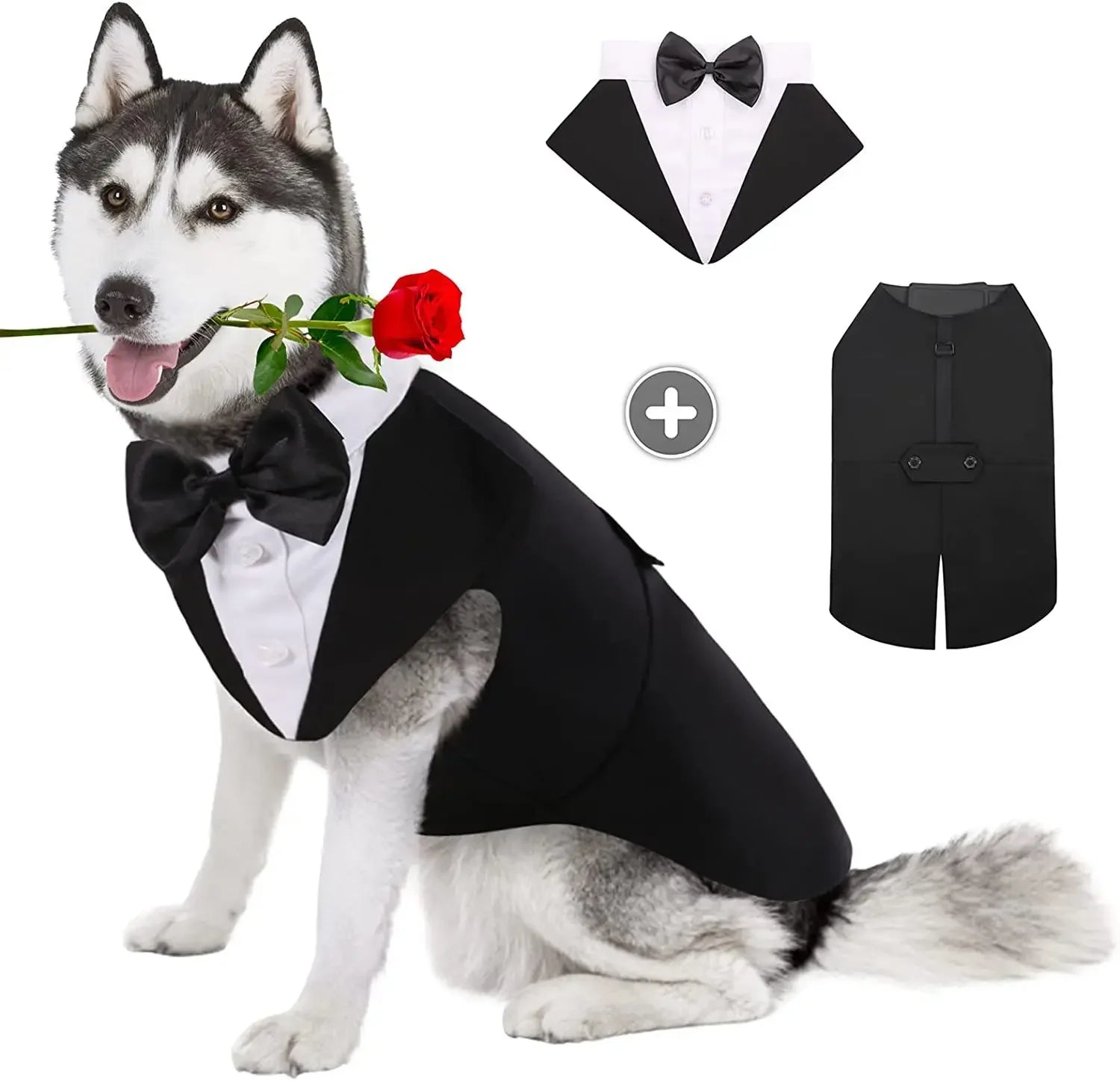 Formal Dog Tuxedo Shirt with Bow Tie - Party Suit