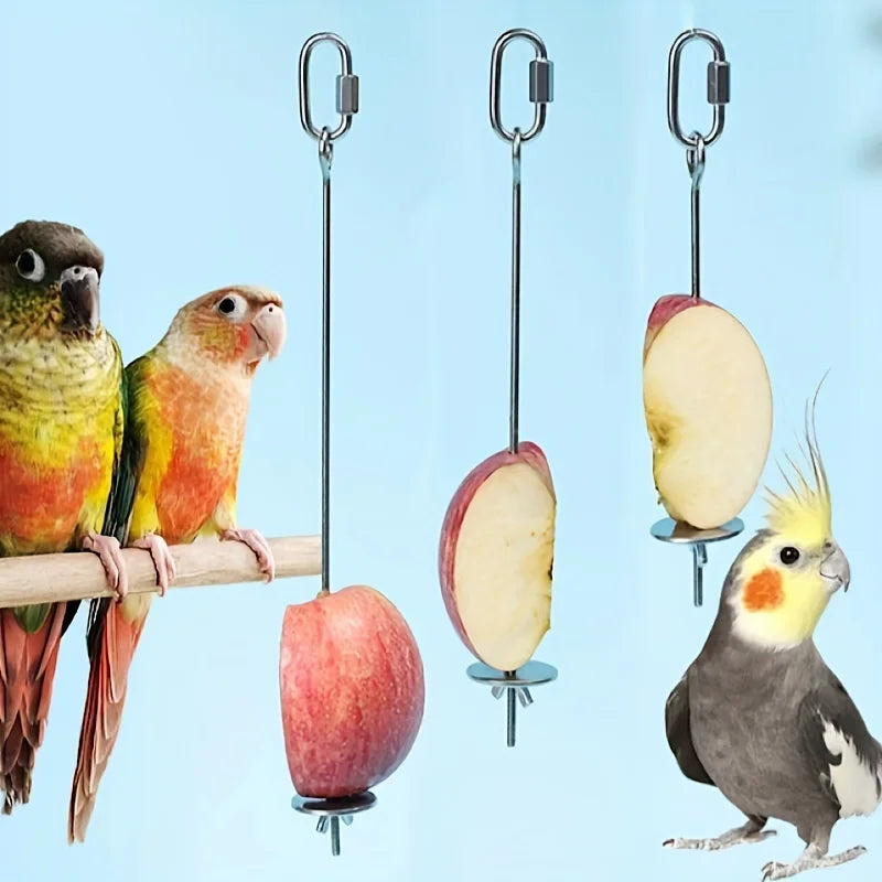 Stainless Steel Hanging Fruit Fork for Parrots