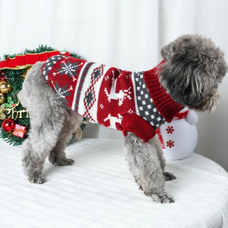 Christmas Knit Dog Sweater - Deer Holiday Costume