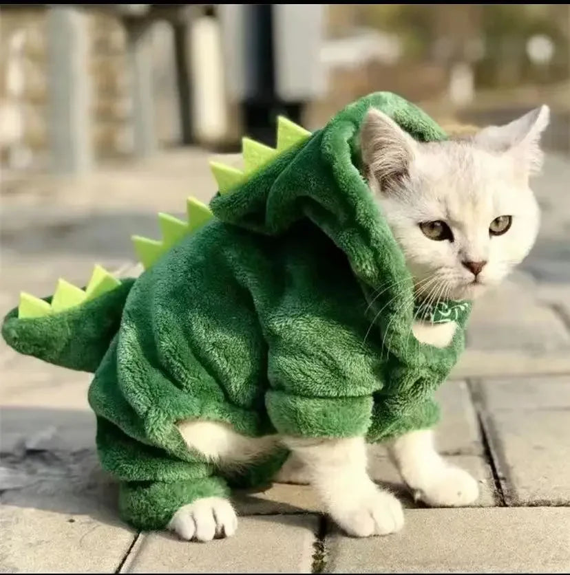 Dinosaur Fleece Pet Hoodie - Halloween Dog and Cat Costume
