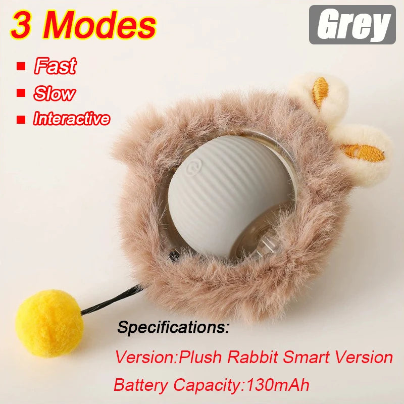 Rechargeable Rolling Cat Ball Toy with Faux Tail