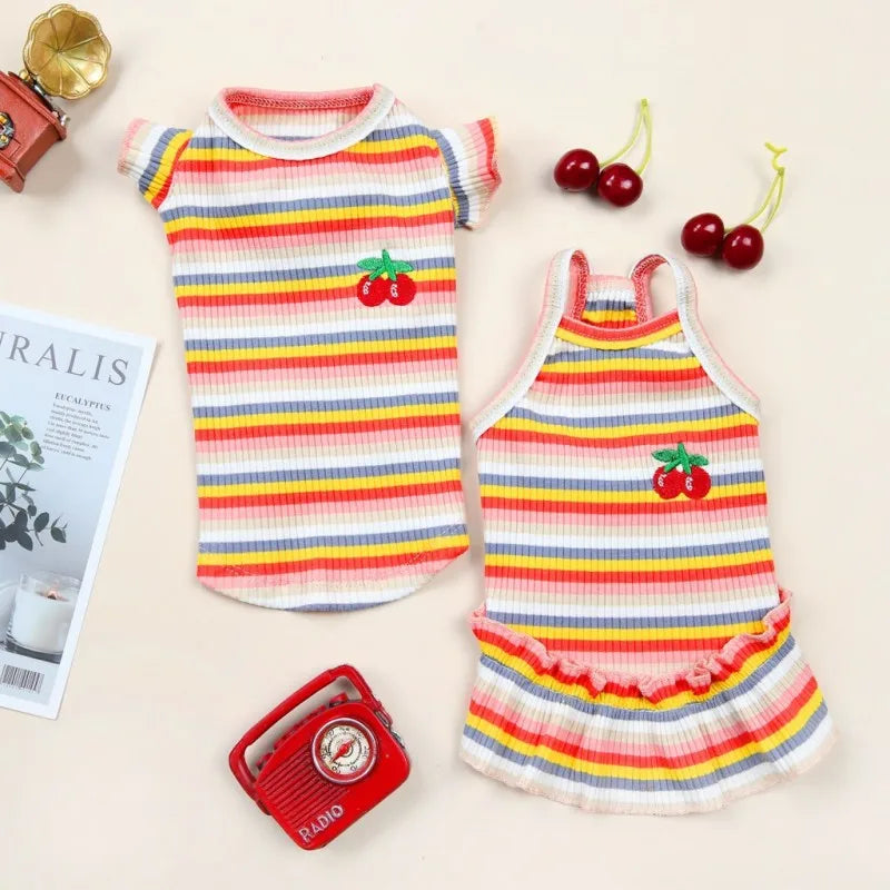 Ruffle Striped Pet Skirt Vest - Spring and Summer Outfit