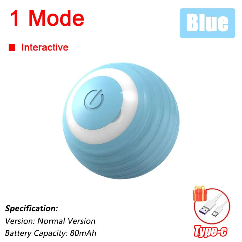 Rechargeable Rolling Cat Ball Toy with Faux Tail
