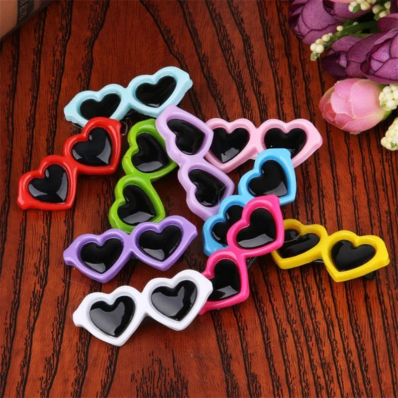 Cute Heart Sunglasses Pet Hair Clips for Dogs and Cats - 1pc/2pcs