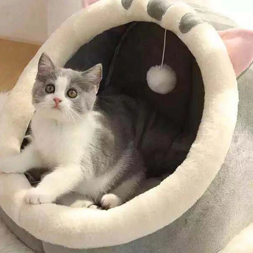 Semi-Closed Warm Cat Nest Bed - Four-Season Pet House