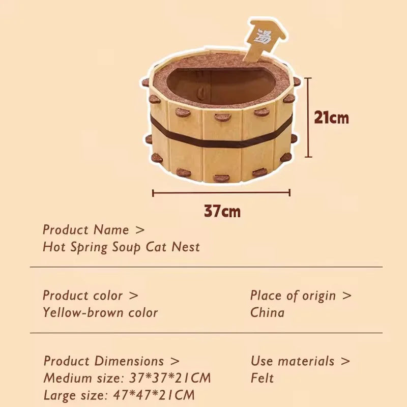 Semi-Enclosed Felt Cat House - Four-Season Pet Nest