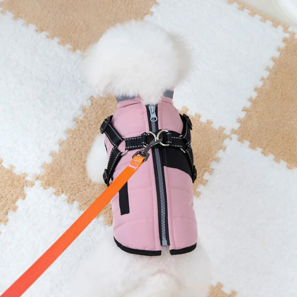 Adjustable Reflective Dog Jacket with Harness - Windproof Vest