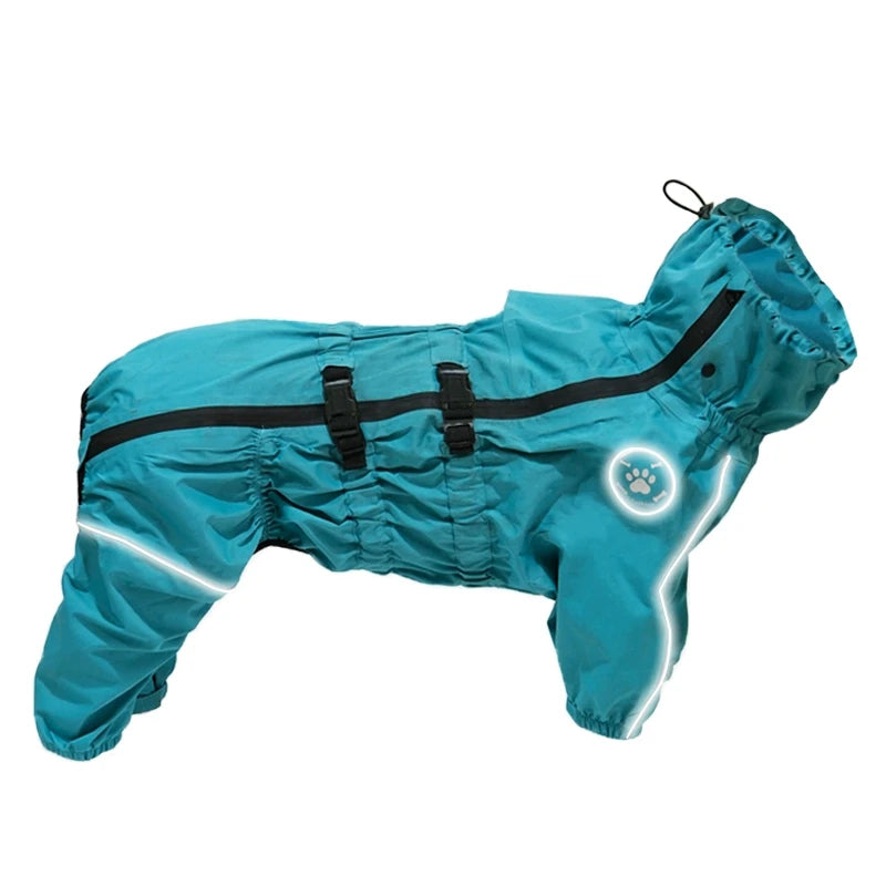 Reflective Waterproof Dog Raincoat - Large Dog Jumpsuit