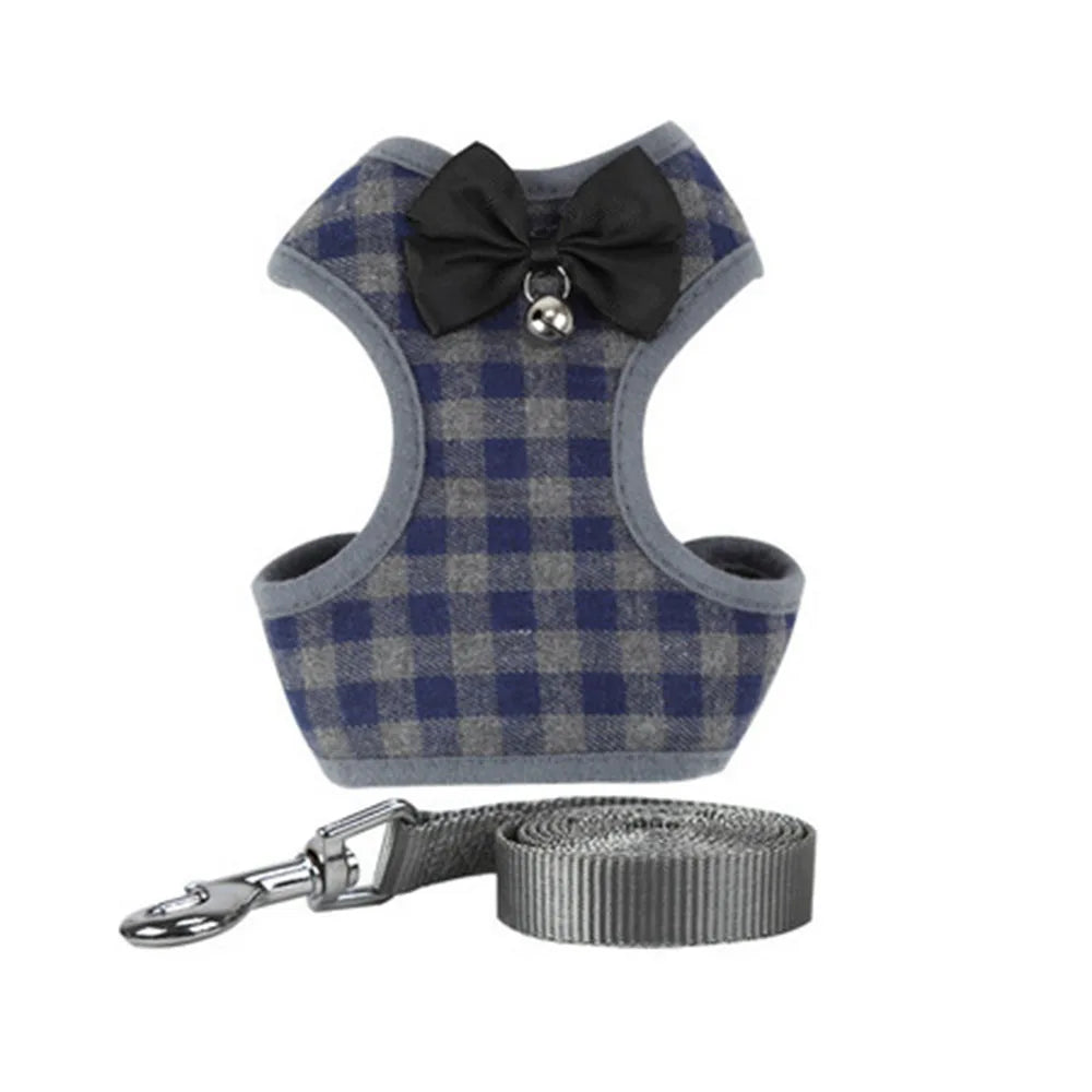 Breathable Nylon Cat Harness and Leash Set with Bow Detail