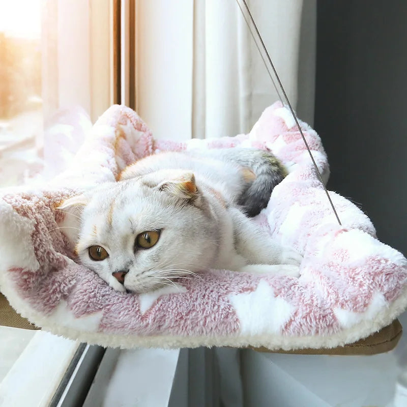 Washable Window Cat Hammock - Detachable Suction Shelf Bed
