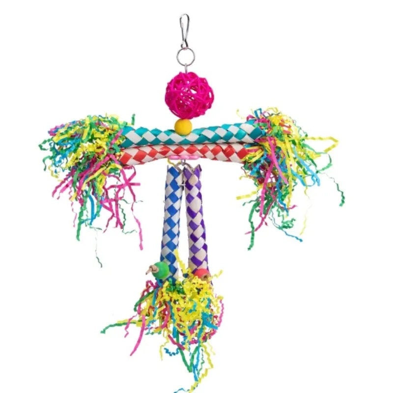 Parrot Foraging Bite Toy Set with Woven Paper Tubes