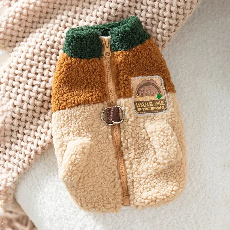 Brown Winter Puppy Cardigan Jacket - Teddy Dog Coat