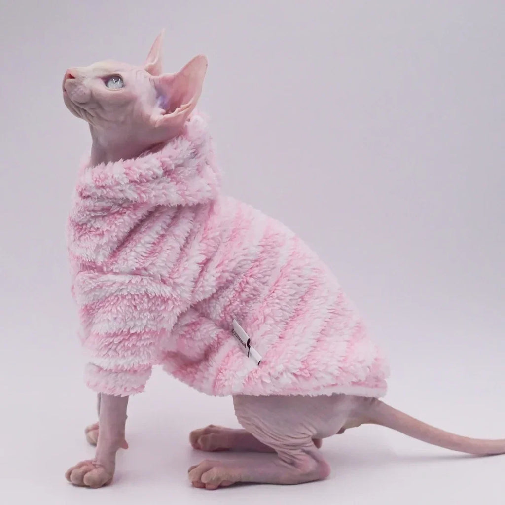 DUOMASUMI Double-Sided Fluffy Sphynx Cat Winter Jacket