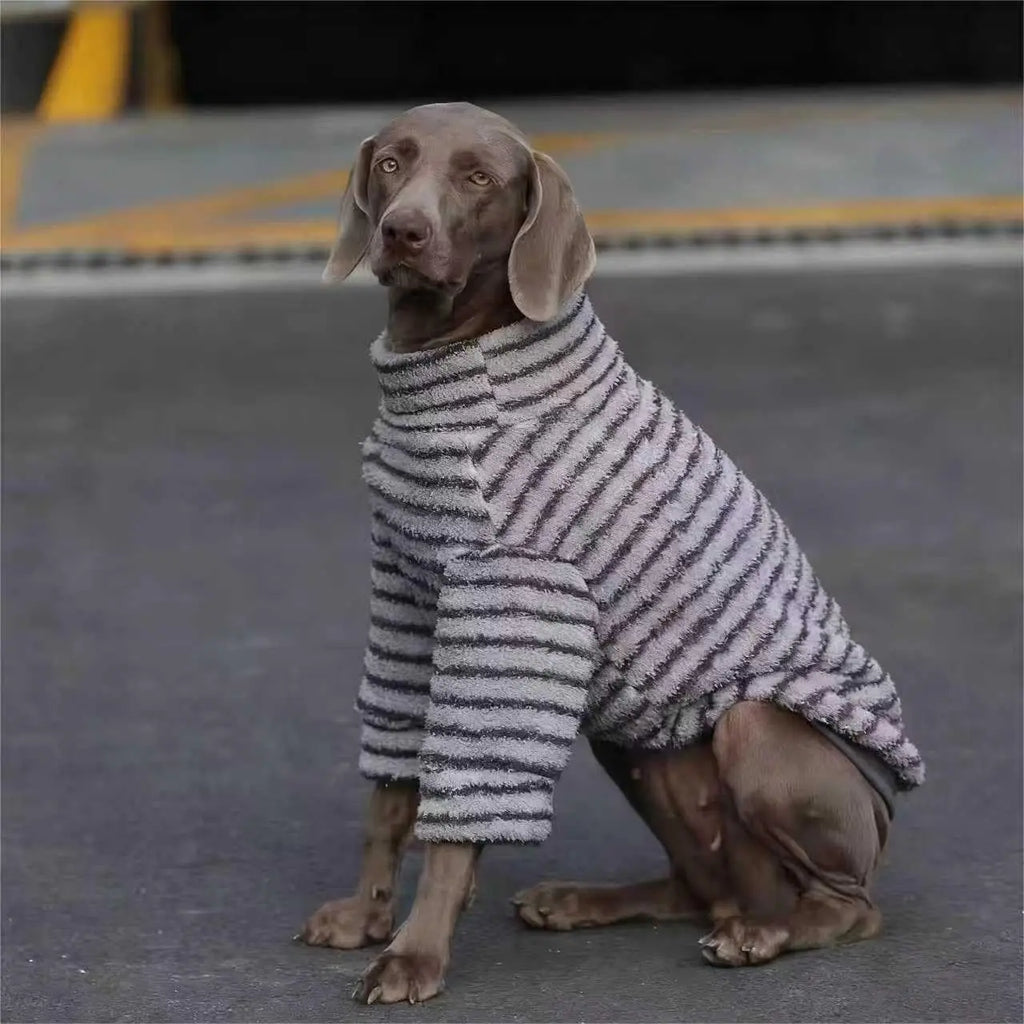Striped Fleece Turtleneck Dog Sweater - Medium Large Dogs