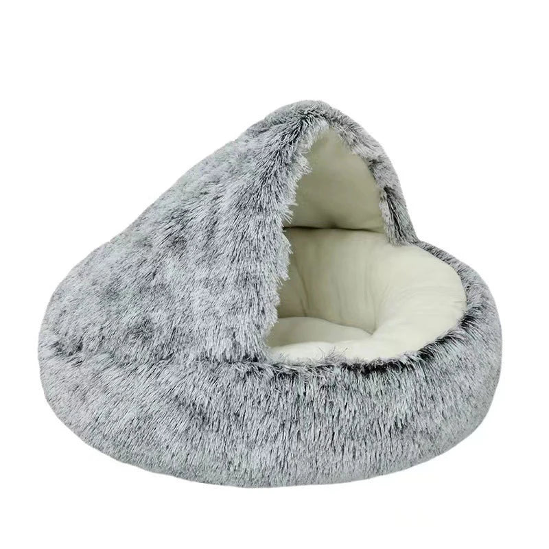 Soft Plush Cat Cave Bed with Cover - 40cm Warm Nest